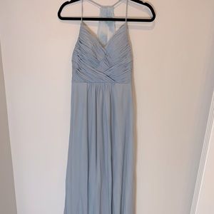 Dusty Blue Bridesmaid Dress with Lace